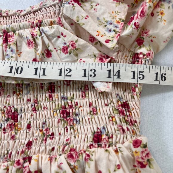 Tuckernuck Hyacinth House Addison Blouse in Cream Floral Ruffle Neck Size Medium - Picture 10 of 11